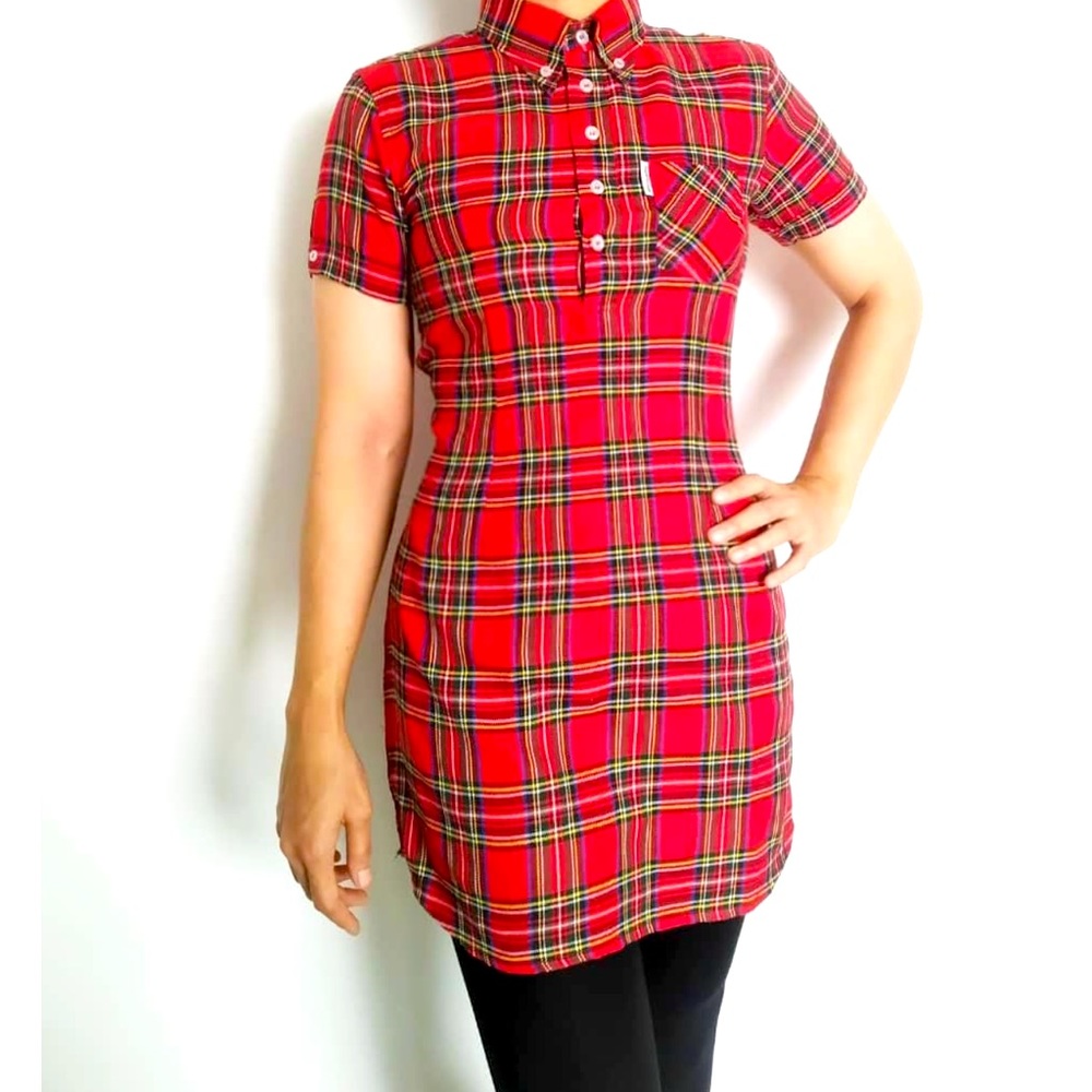 Jeggae Garment Short Sleeve Tartan Dress